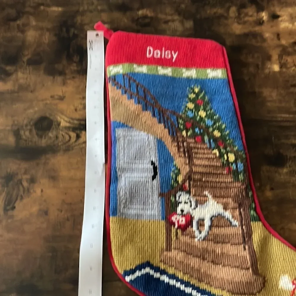 Vintage Land’s End “Daisy” Christmas stocking / needlepoint